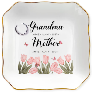 Grandma and Mother Custom Name Jewelry Dish Gift For Mom