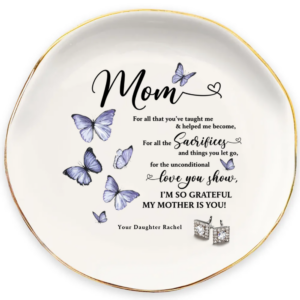 Grateful Daughter Personalized Name Round Shape Jewelry Dish Gift For Mom