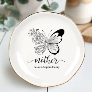 Mother Butterfly Personalized Name Jewelry Dish Gift For Mom