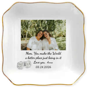 Personalized Photo Message Jewelry Dish Gift For Mom Custom Picture Keepsake