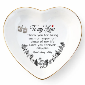 To My Mom Personalized Name Heart Shape Jewelry Dish Gift For Mom