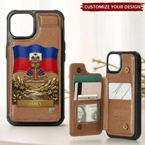 Front view of a Canada wallet case featuring a vibrant flag and intricate design details.