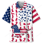 Front view of the dachshund USA flag shirt featuring vibrant colors and playful dog silhouettes.