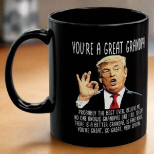 Front view of the black you're a great grandpa mug featuring a humorous design and vibrant colors.