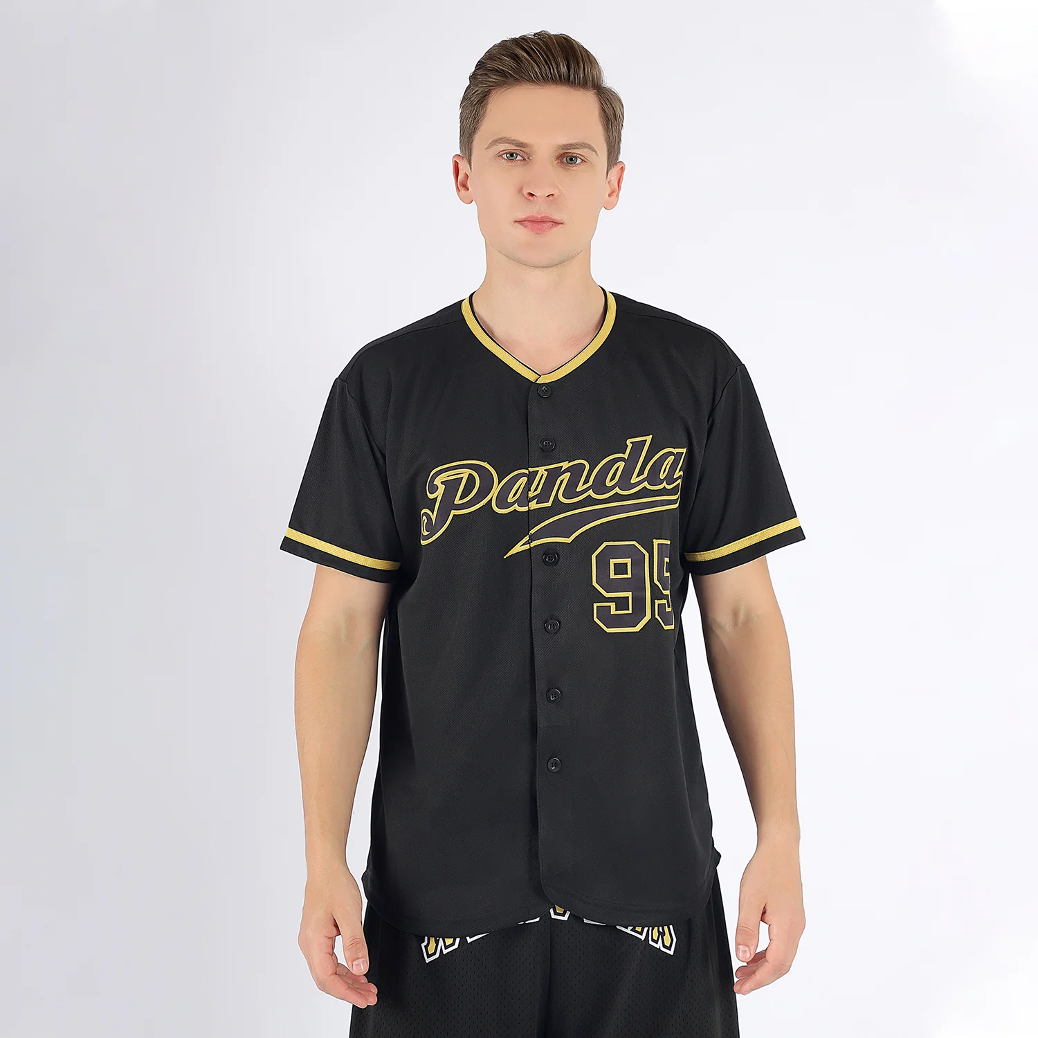 Black Gold Authentic Baseball Jersey Back view of the black gold authentic baseball jersey featuring customizable name and number.