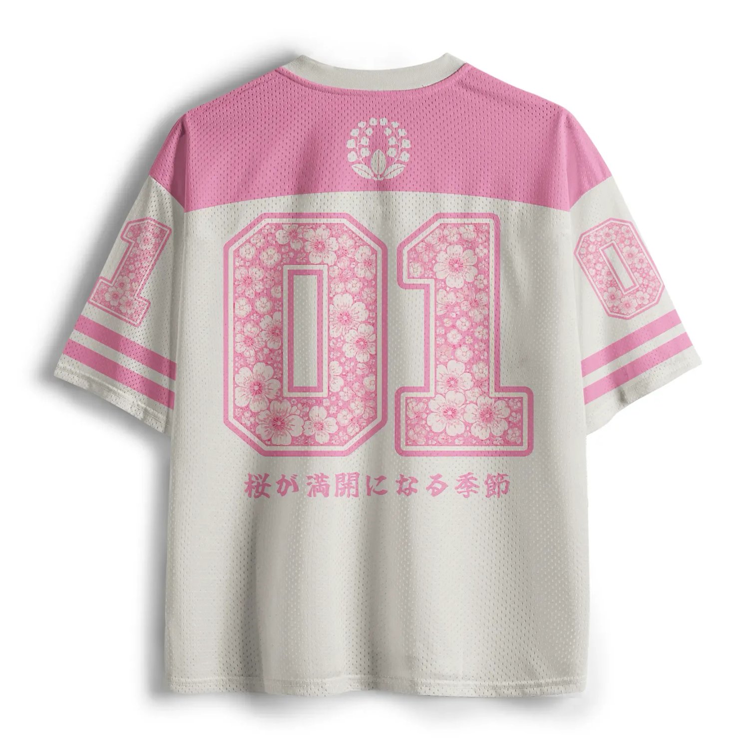 Sakura In Full Bloom Mesh Jersey Back view of the sakura in full bloom mesh jersey, featuring a unique design with detailed stitching and vibrant colors.