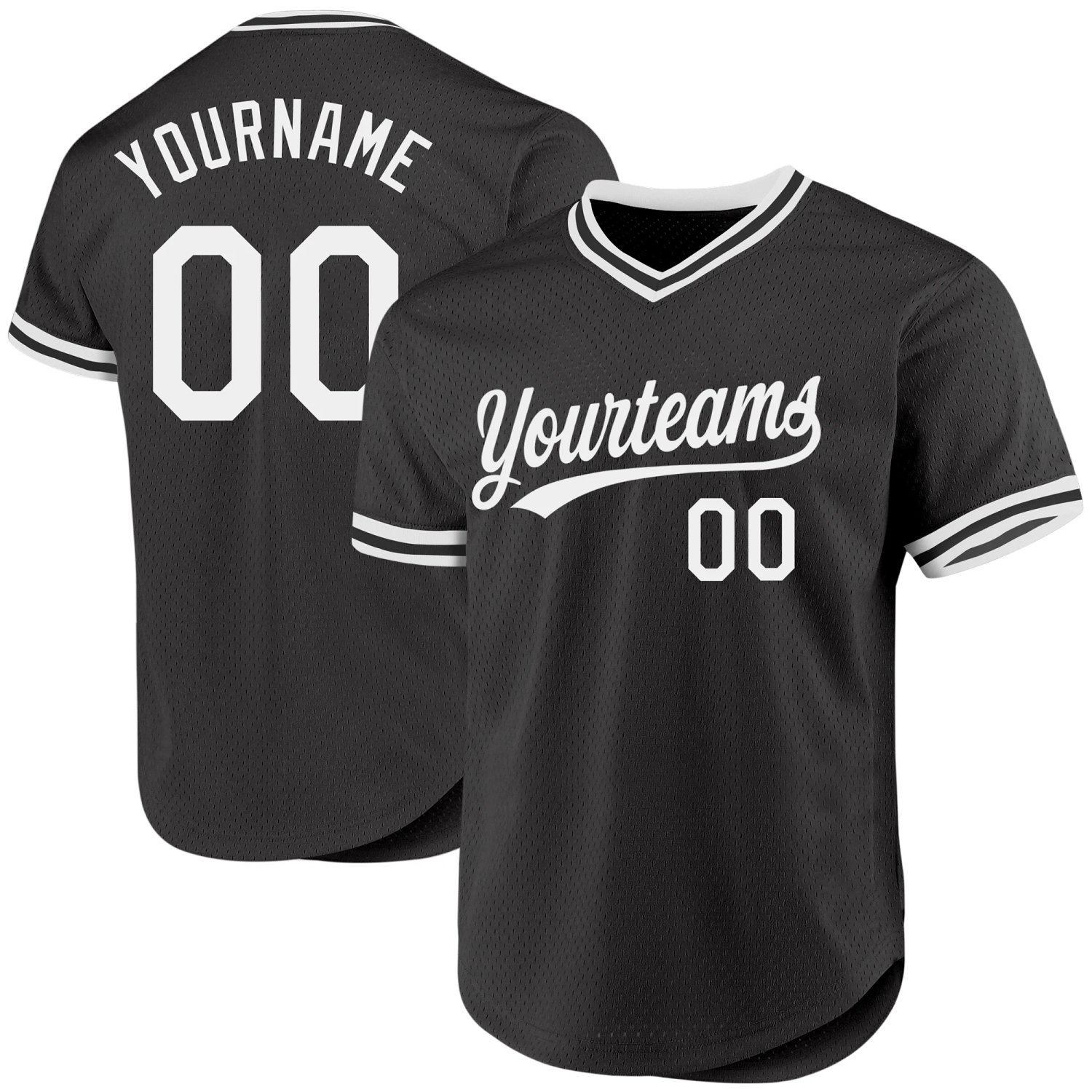 Black White Authentic Throwback Baseball Jersey Front view of the black white authentic throwback baseball jersey showcasing stylish details and a sporty design.