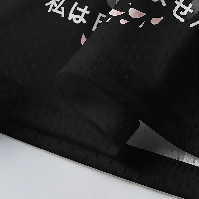 Tokyo Sakura Sunset Mesh Jersey Close-up detail of the Tokyo Sakura Sunset Mesh Jersey highlighting the vibrant cherry blossom graphics and cityscape.