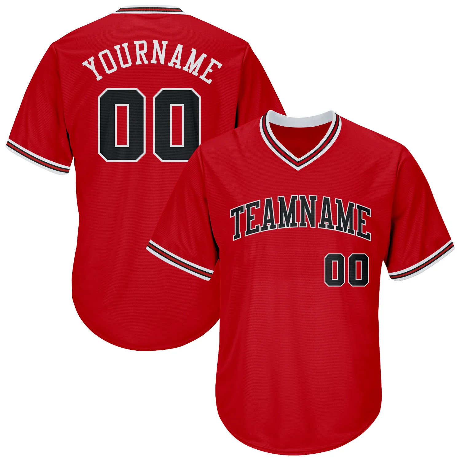 Red Black White Throwback Rib Knit Baseball Jersey Flat lay of the red black white throwback jersey with accessories, showcasing its stylish appeal.