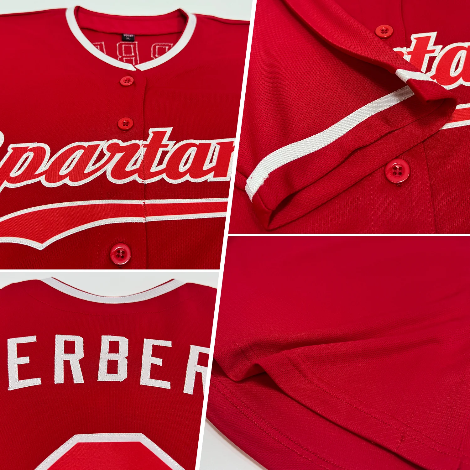 Red White Authentic Baseball Jersey Back view of the red white baseball jersey showcasing personalized name and number details.
