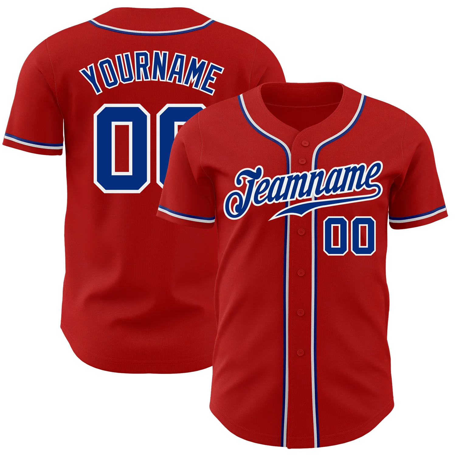 Red Royal White Baseball Jersey