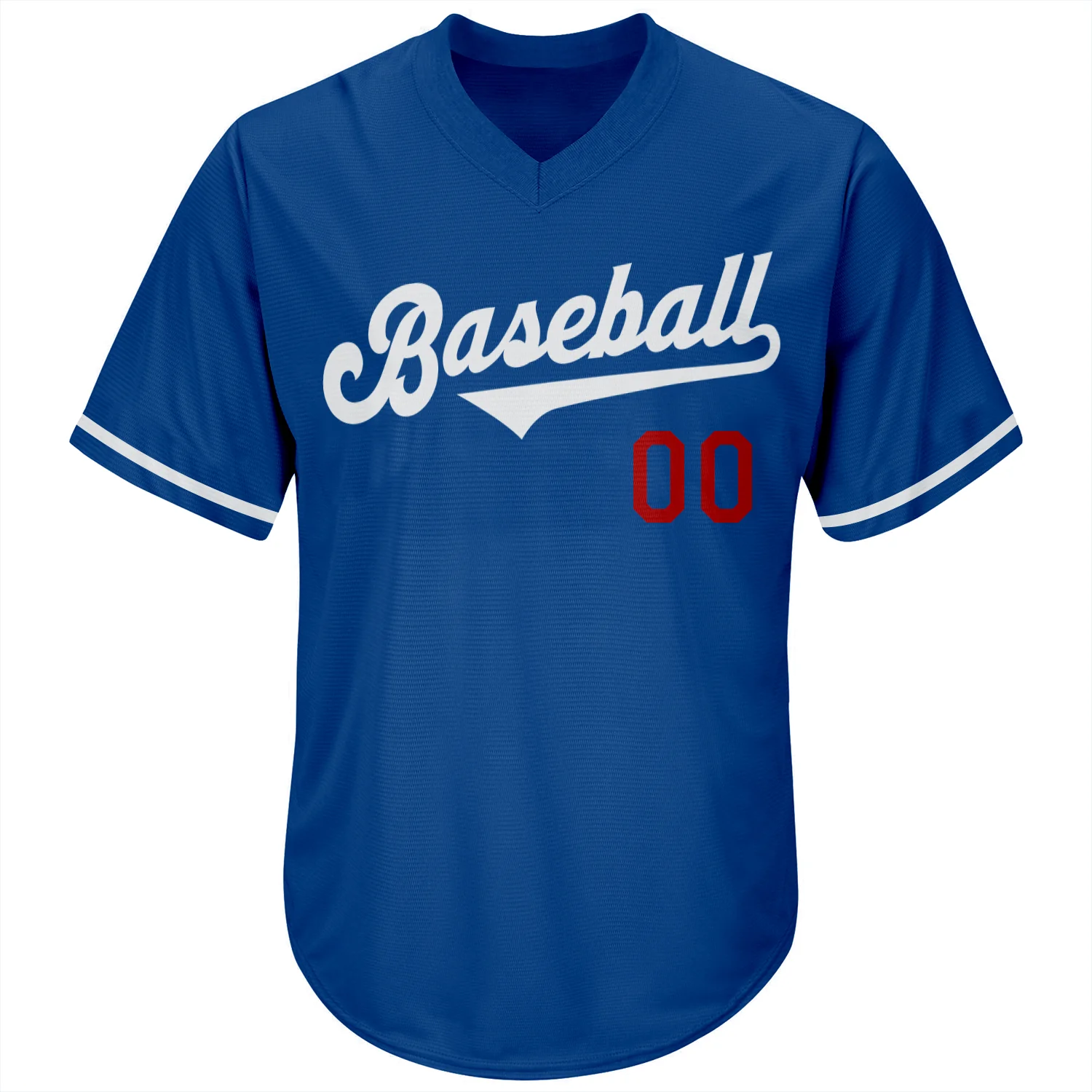 Royal White Red Authentic Throwback Baseball Jersey Back angle of the royal white red authentic throwback jersey showcasing personalized name and number details.