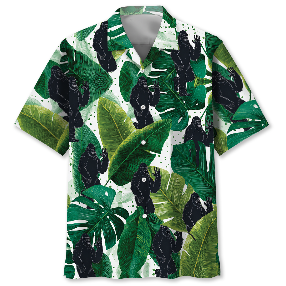 Bigfoot Silhouette Monstera Leaves Hawaiian Shirt Bigfoot Silhouette Monstera Leaves Hawaiian Shirt