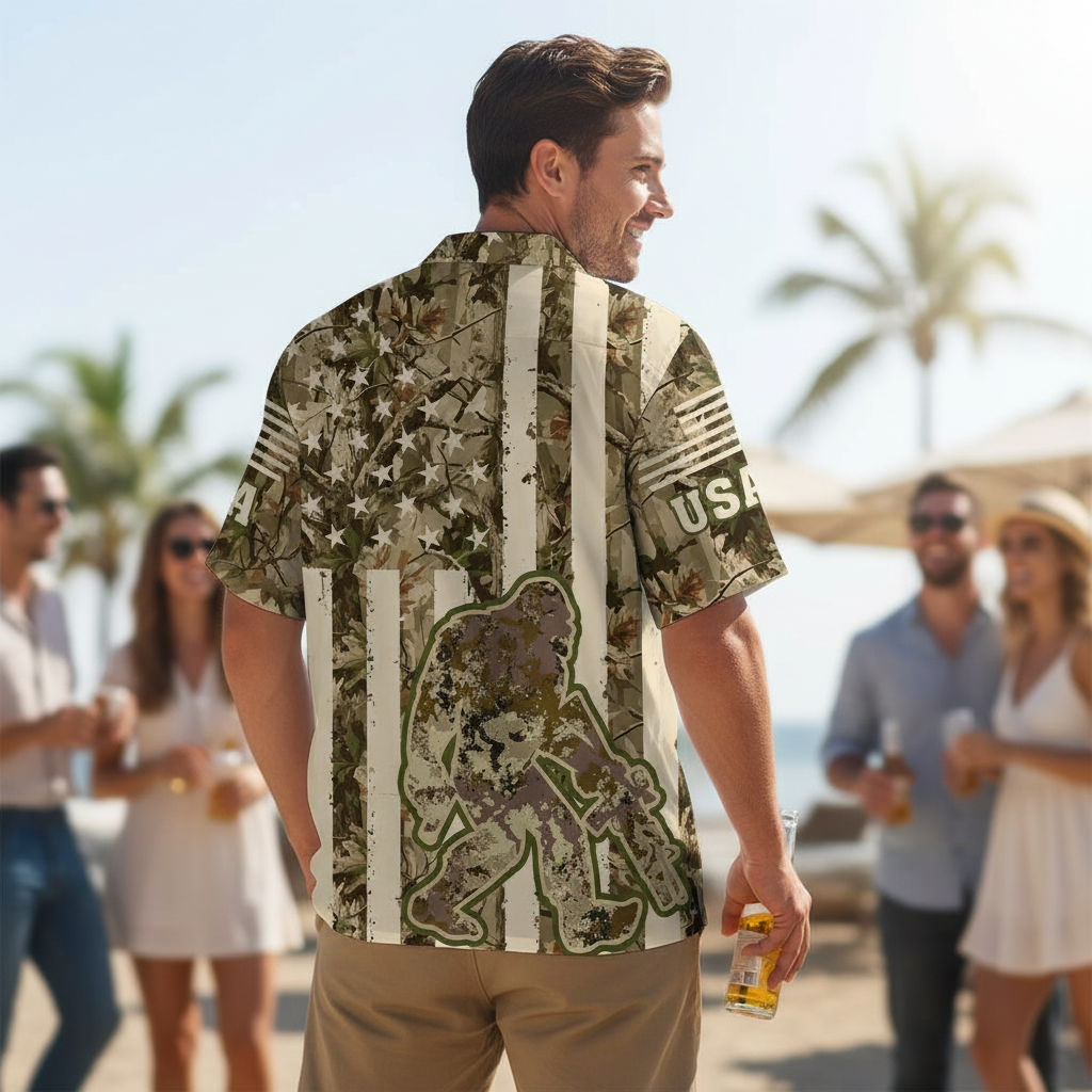 Bigfoot American Flag Camouflage Hawaiian Shirt Bigfoot American Flag Camouflage Hawaiian Shirt - Image 13
