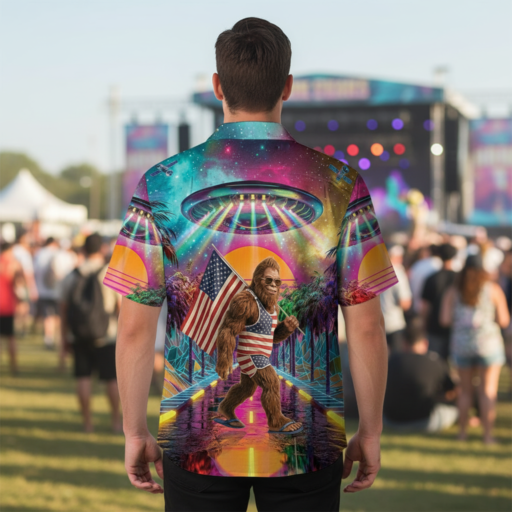 80s Retro Futuristic Sci-Fi Bigfoot Hawaiian Shirt 80s Retro Futuristic Sci-Fi Bigfoot Hawaiian Shirt - Image 11