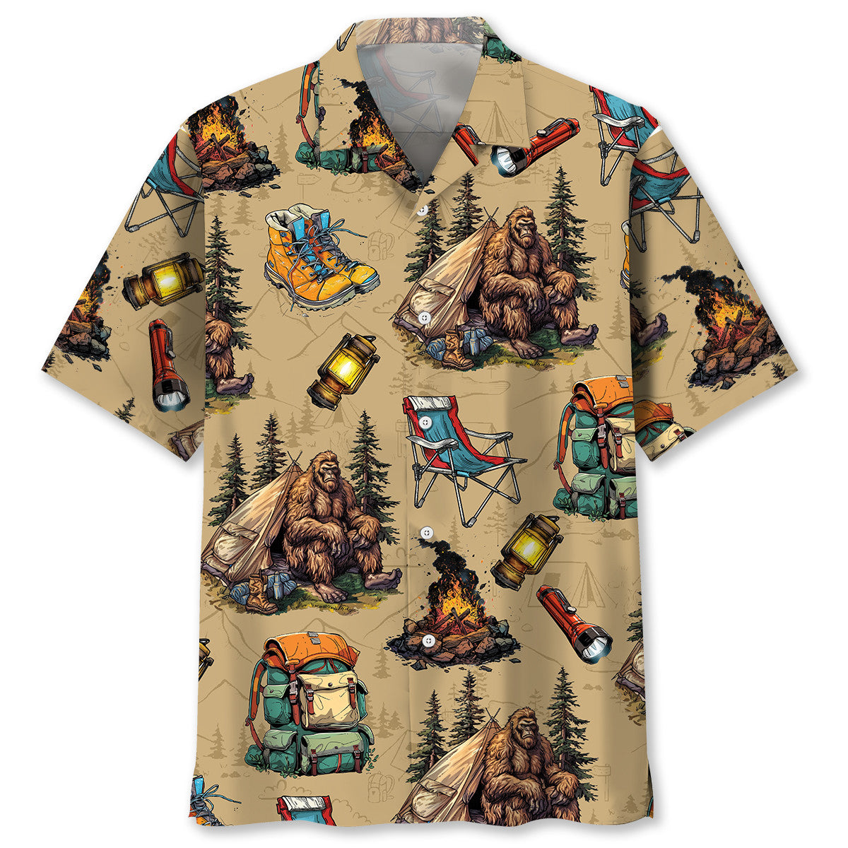 Bigfoot Camping Vintage Hawaiian Shirt Bigfoot Camping Vintage Hawaiian Shirt
