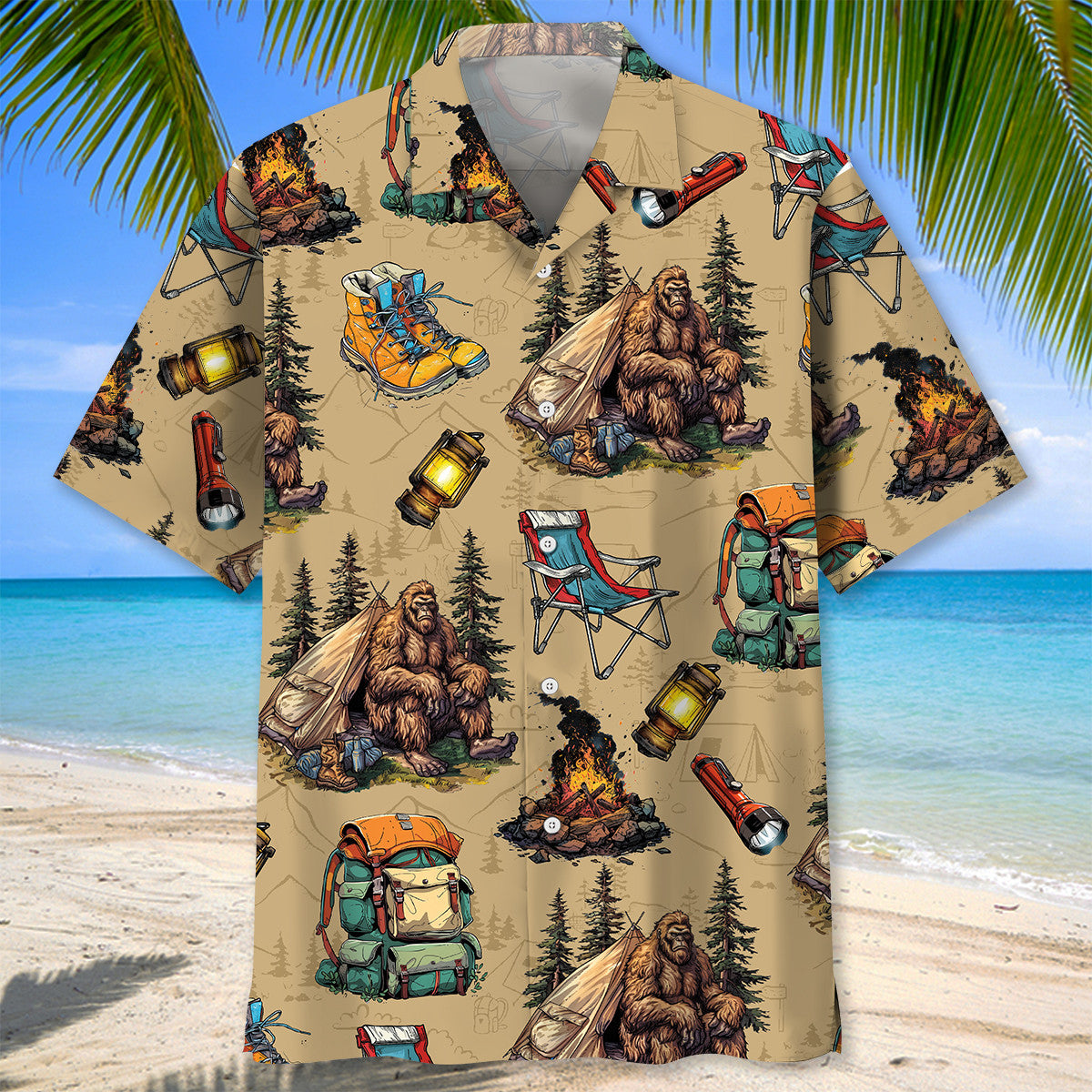 Bigfoot Camping Vintage Hawaiian Shirt Bigfoot Camping Vintage Hawaiian Shirt - Image 2