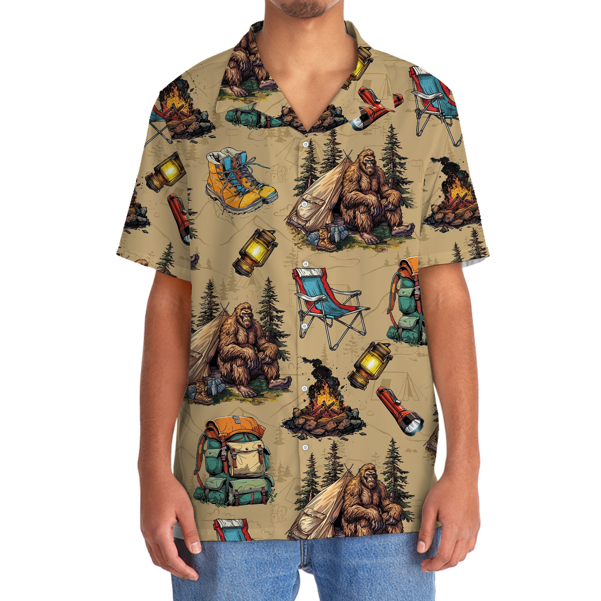 Bigfoot Camping Vintage Hawaiian Shirt Bigfoot Camping Vintage Hawaiian Shirt - Image 5