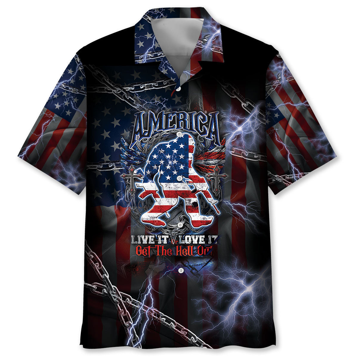 Bigfoot America Love It or Leave It Hawaiian Shirt Bigfoot America Love It or Leave It Hawaiian Shirt