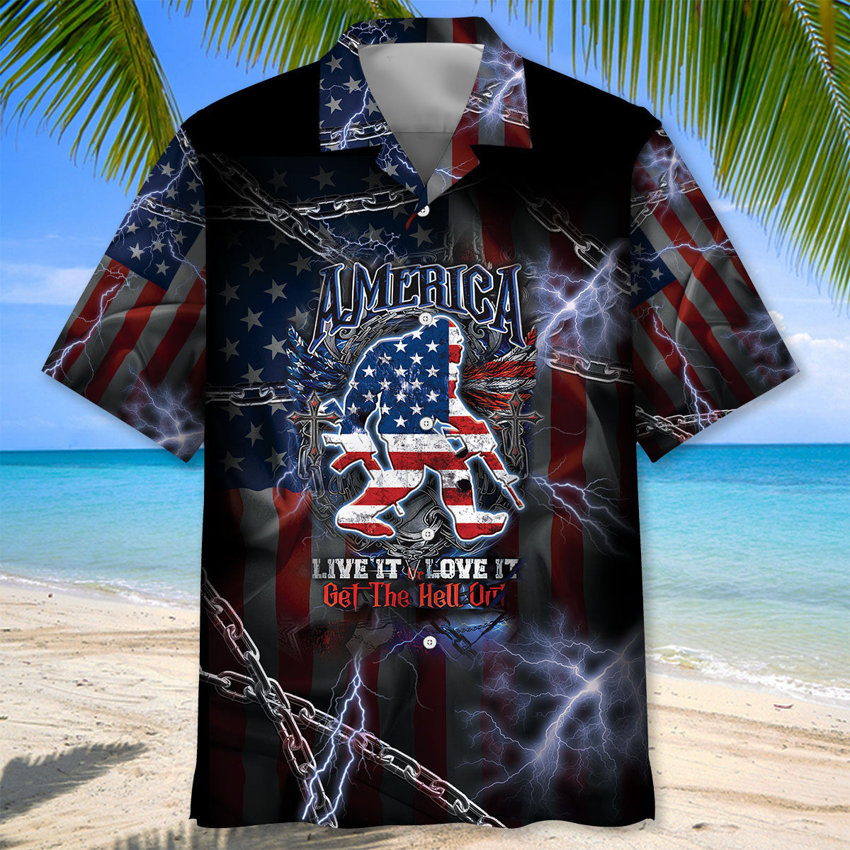 Bigfoot America Love It or Leave It Hawaiian Shirt Bigfoot America Love It or Leave It Hawaiian Shirt - Image 2