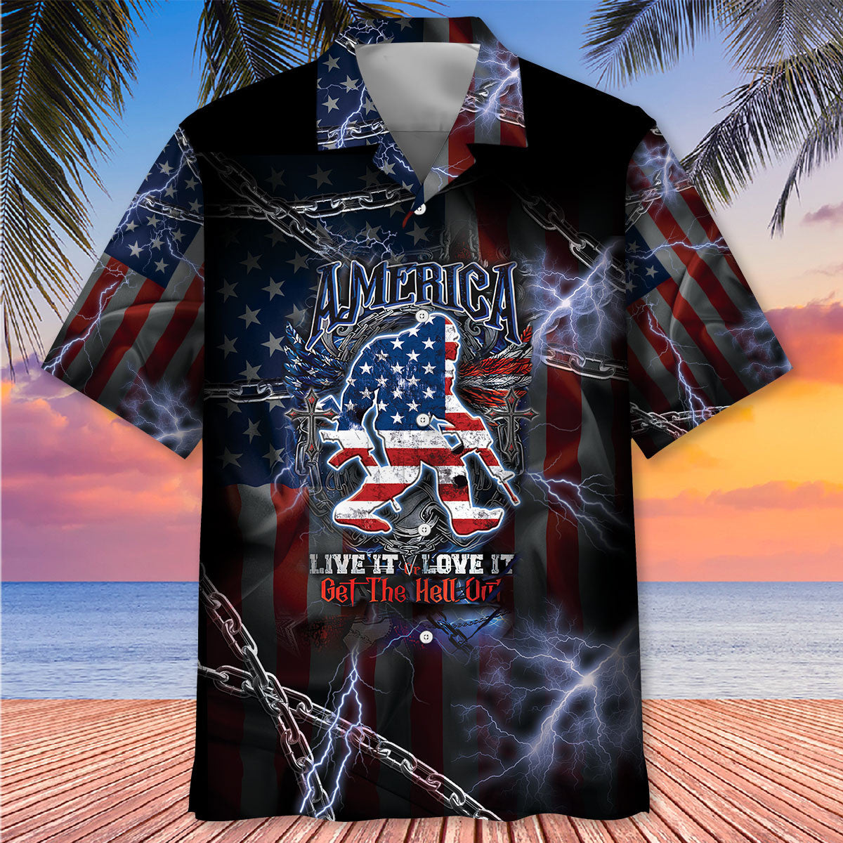 Bigfoot America Love It or Leave It Hawaiian Shirt Bigfoot America Love It or Leave It Hawaiian Shirt - Image 3