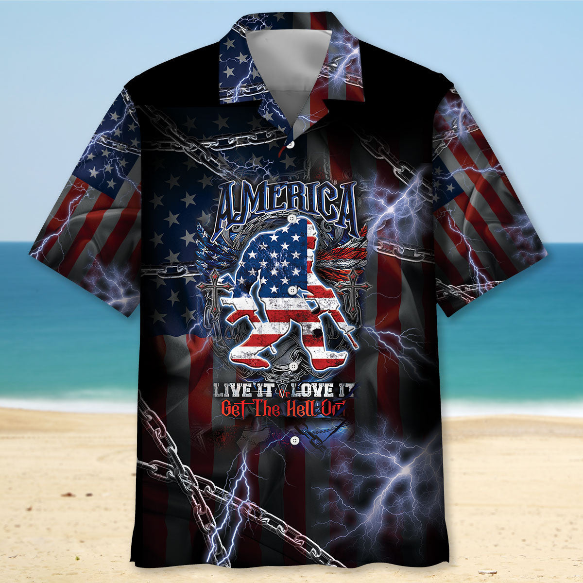 Bigfoot America Love It or Leave It Hawaiian Shirt Bigfoot America Love It or Leave It Hawaiian Shirt - Image 4