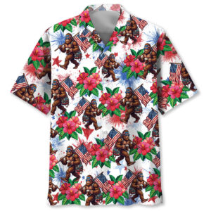 Bigfoot Patriot Tropical Hawaiian Shirt