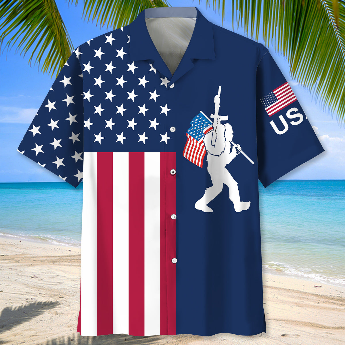 America Bigfoot Patriot Hawaiian Shirt America Bigfoot Patriot Hawaiian Shirt - Image 2
