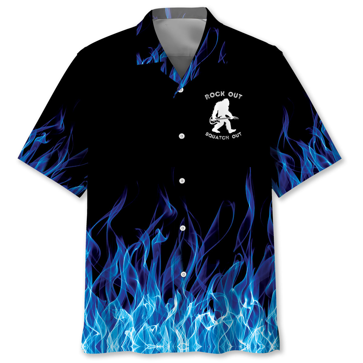Bigfoot Playing a Guitar Rock on Sasquatch Hawaiian Shirt Bigfoot Playing a Guitar Rock on Sasquatch Hawaiian Shirt