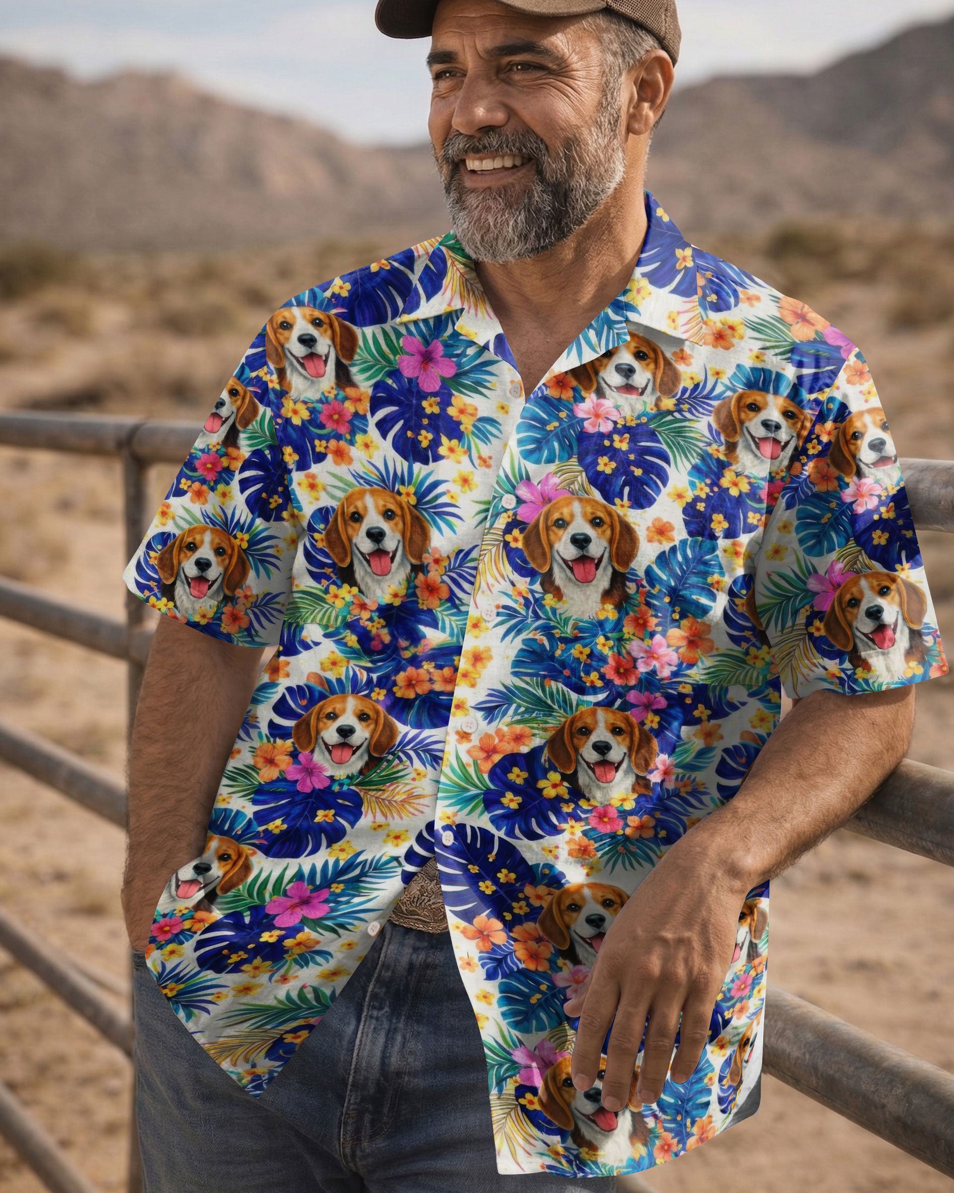 Beagle Tropical Camp Shirt Detail of the collar on the beagle tropical camp shirt, emphasizing its relaxed camp style and vibrant colors.
