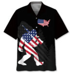 Bigfoot Patriotic USA Flag Hawaiian Shirt