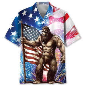 Strong Bigfoot Patriotic Hawaiian Shirt