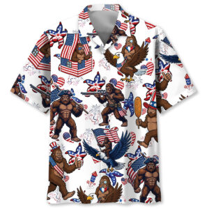 Bigfoot Starfish Patriotic Hawaiian Shirt
