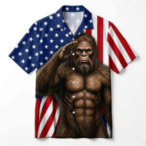Bigfoot America Patriot Funny Hawaiian Shirt