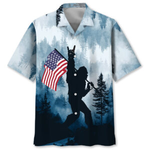 Bigfoot Patriotic Hawaiian Shirt