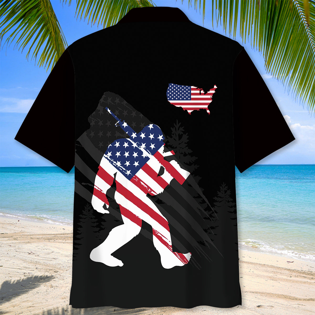 Bigfoot Patriotic USA Flag Hawaiian Shirt Bigfoot Patriotic USA Flag Hawaiian Shirt - Image 4