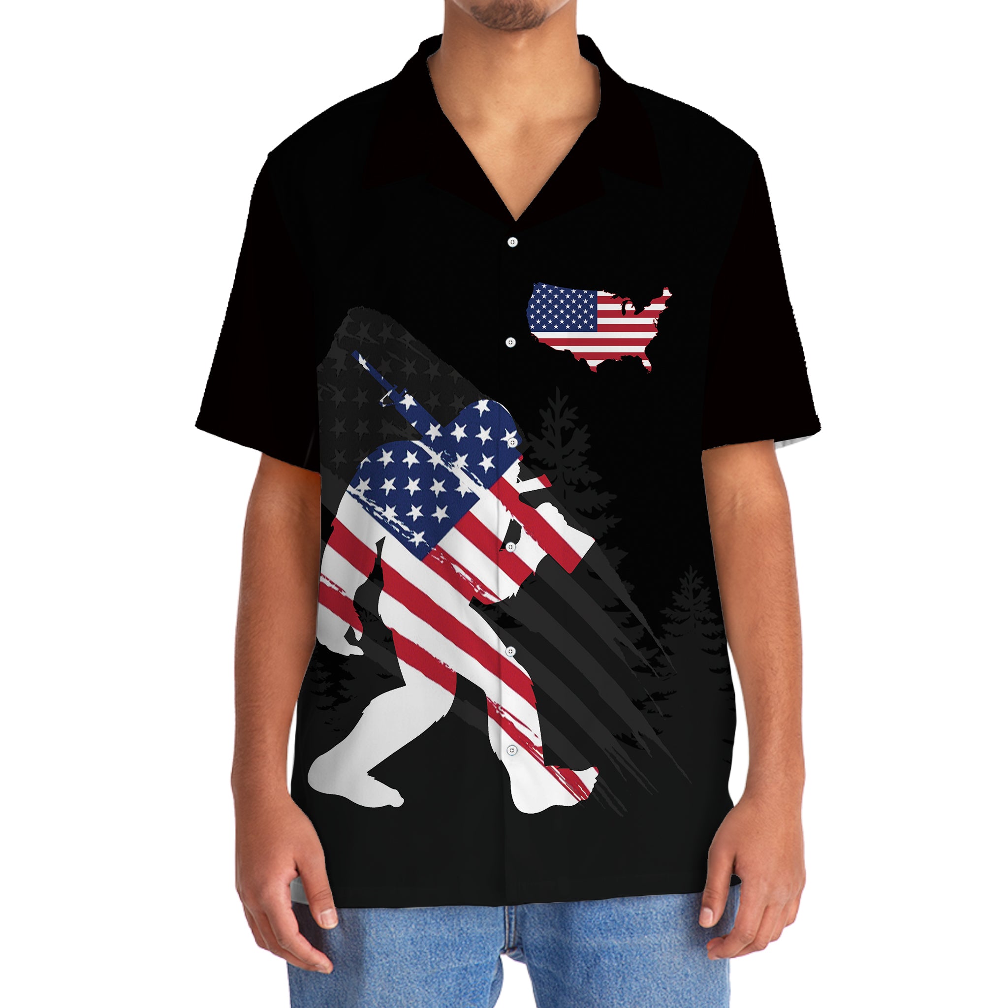 Bigfoot Patriotic USA Flag Hawaiian Shirt Bigfoot Patriotic USA Flag Hawaiian Shirt - Image 5