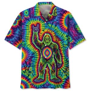 Bigfoot Neon Energy Flow Hawaiian Shirt