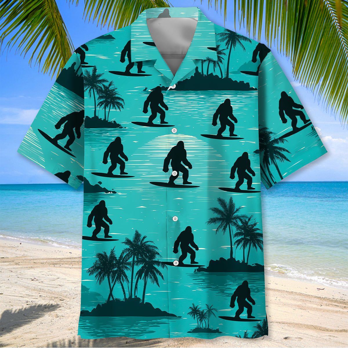 Bigfoot Surfing Beach Hawaiian Shirt Bigfoot Surfing Beach Hawaiian Shirt - Image 2