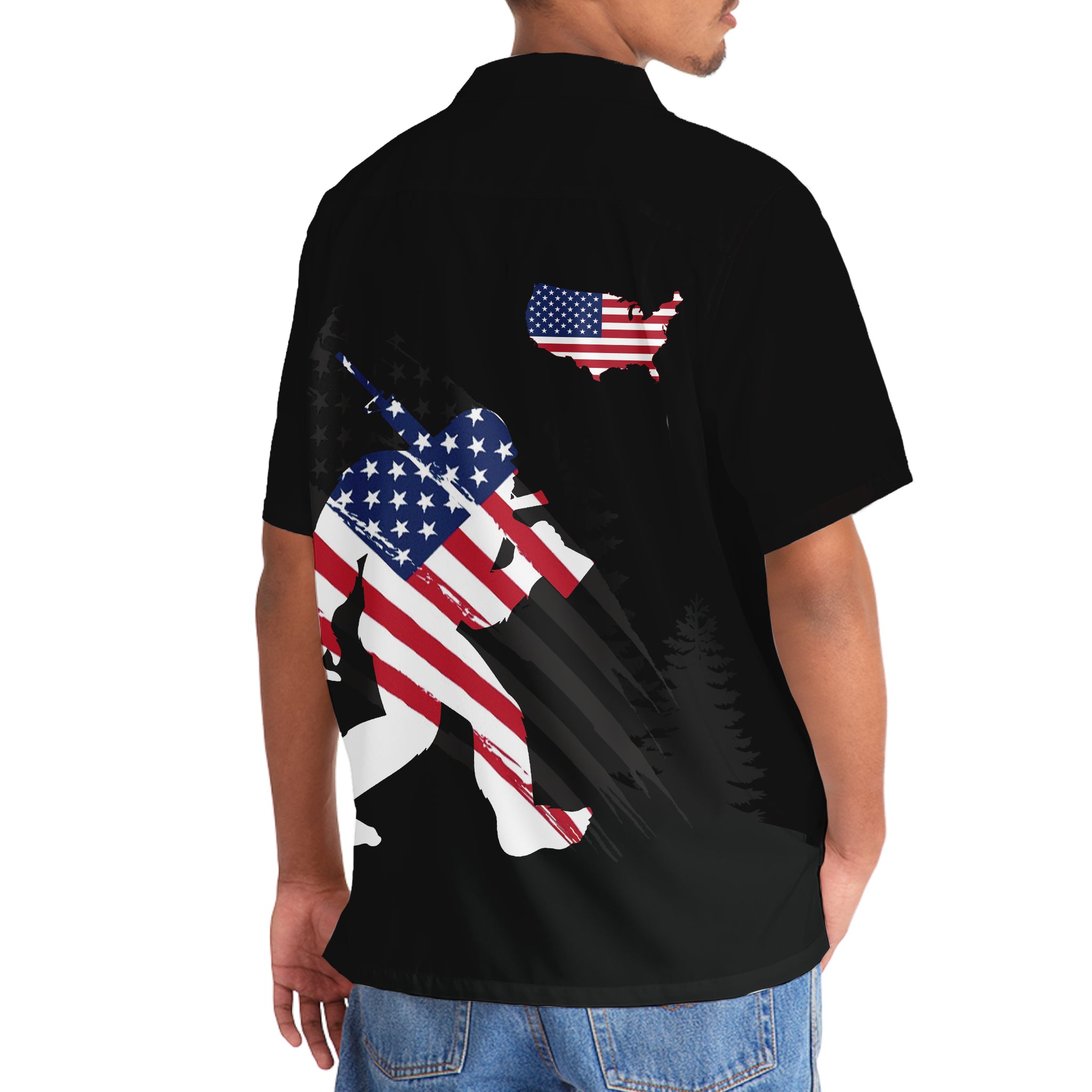 Bigfoot Patriotic USA Flag Hawaiian Shirt Bigfoot Patriotic USA Flag Hawaiian Shirt - Image 6