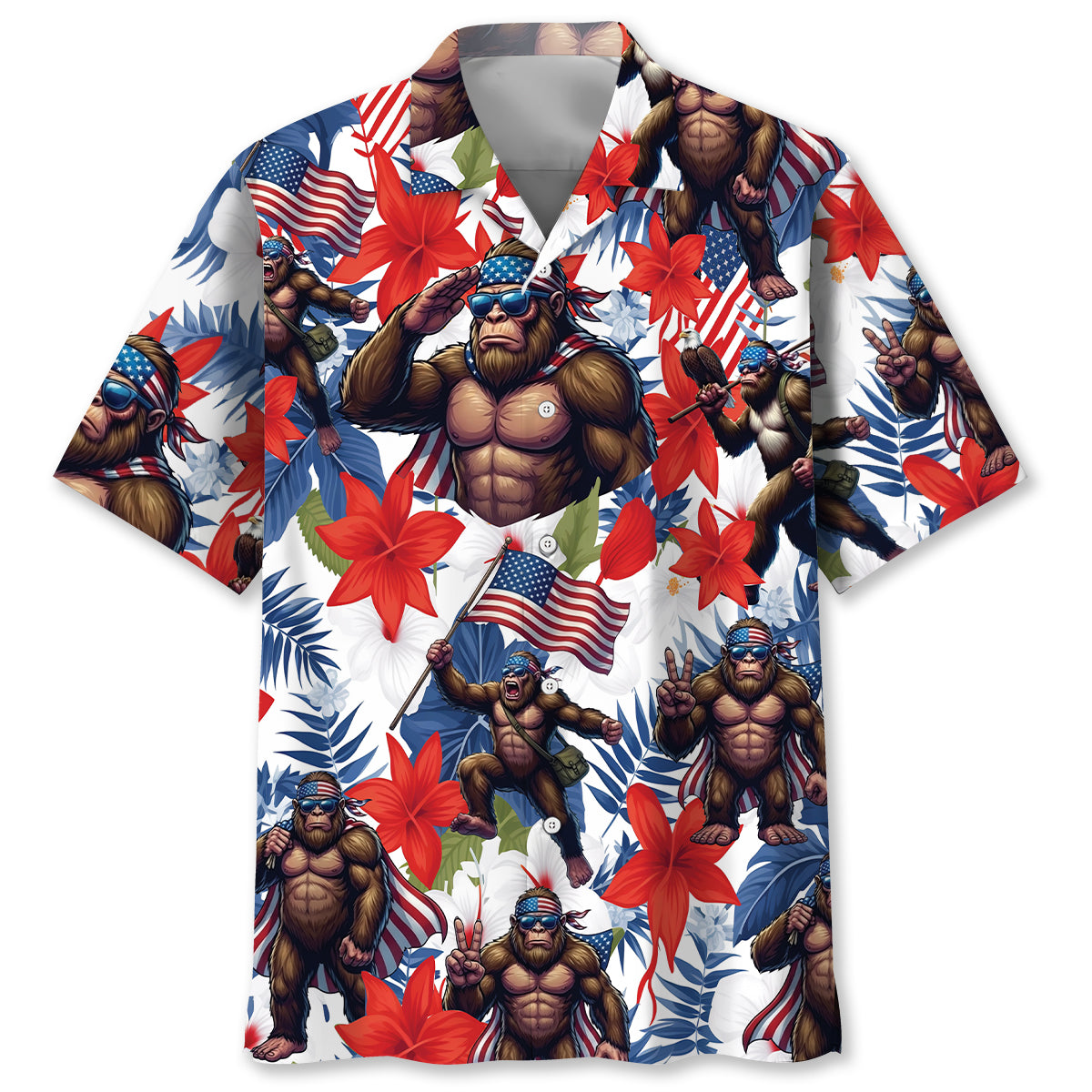 Bigfoot Funny Tropical Patriotic Hawaiian Shirt Bigfoot Funny Tropical Patriotic Hawaiian Shirt