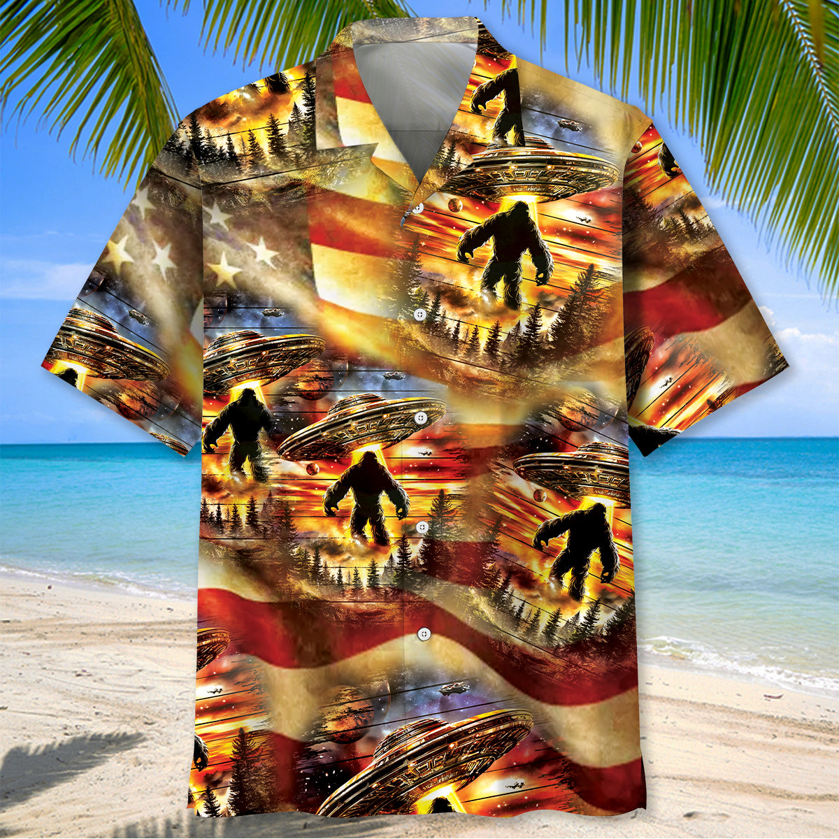 Bigfoot Legend America UFO Hawaiian Shirt Bigfoot Legend America UFO Hawaiian Shirt - Image 2