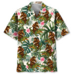 Bigfoot Green Cowboy with Crocodile Tropical Hawaiian Shirt