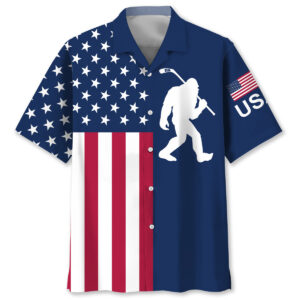 Bigfoot Is a Hockey Player America Hawaiian Shirt