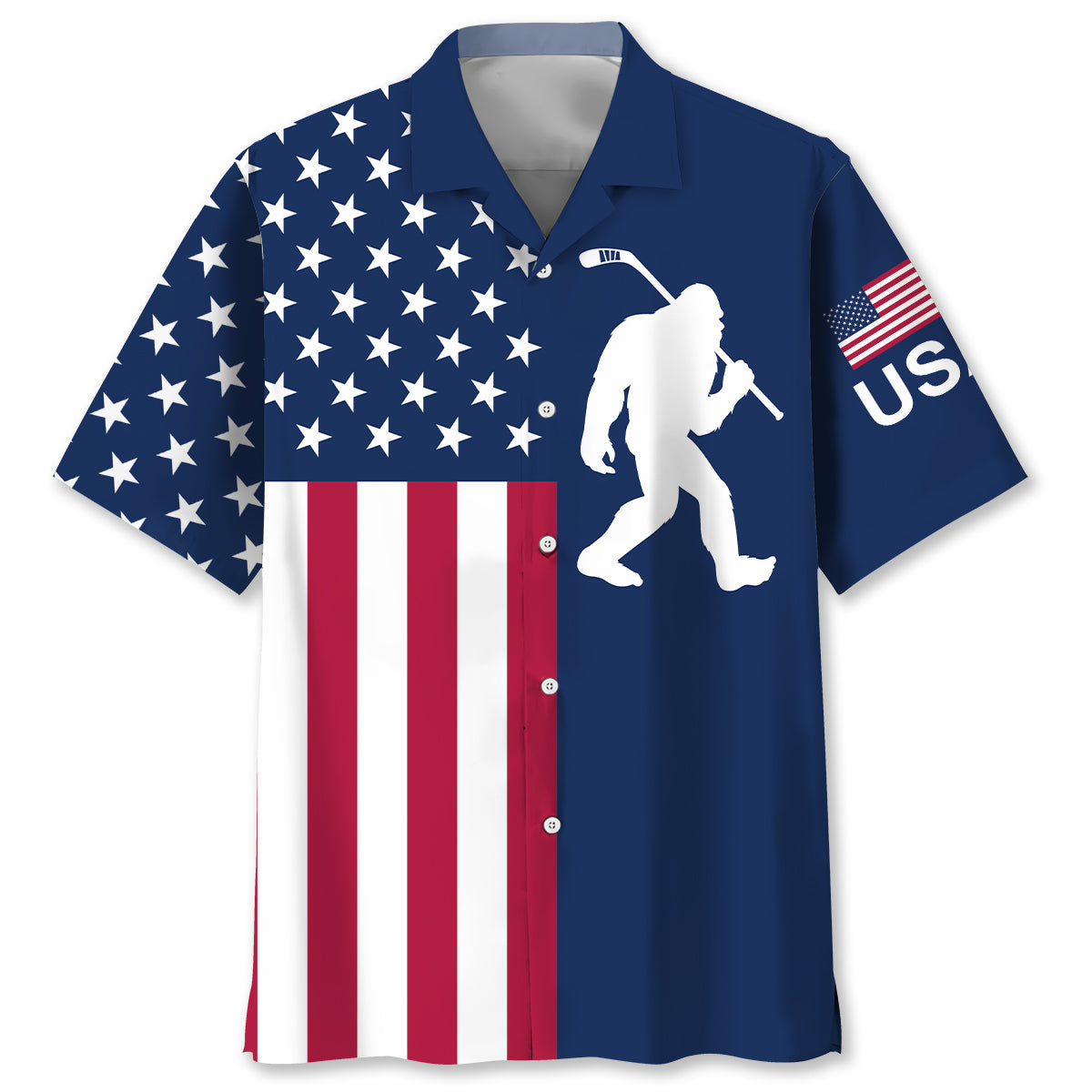 Bigfoot Is a Hockey Player America Hawaiian Shirt Bigfoot Is a Hockey Player America Hawaiian Shirt