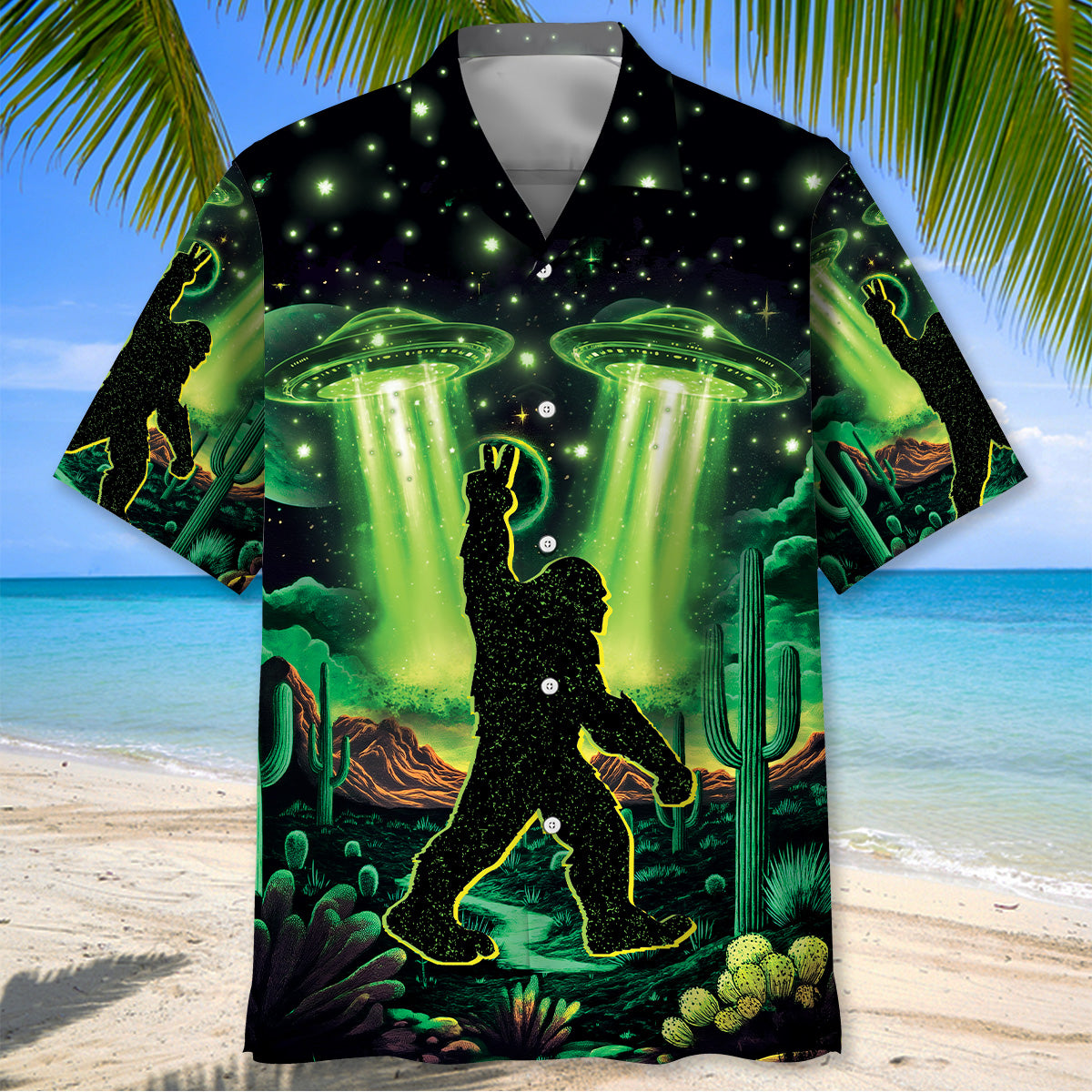 Bigfoot Strolls in a Desert Night Hawaiian Shirt Bigfoot Strolls in a Desert Night Hawaiian Shirt - Image 2