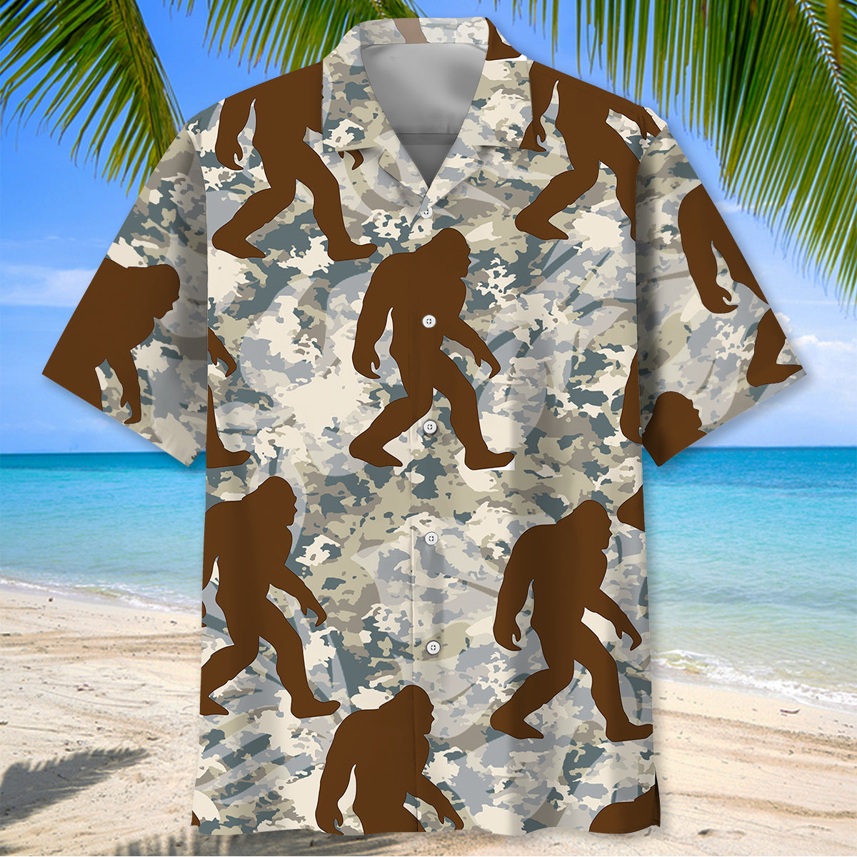 Bigfoot Nature Camouflage Hawaiian Shirt Back view of the bigfoot nature camouflage Hawaiian shirt showcasing its unique design and comfortable fit.