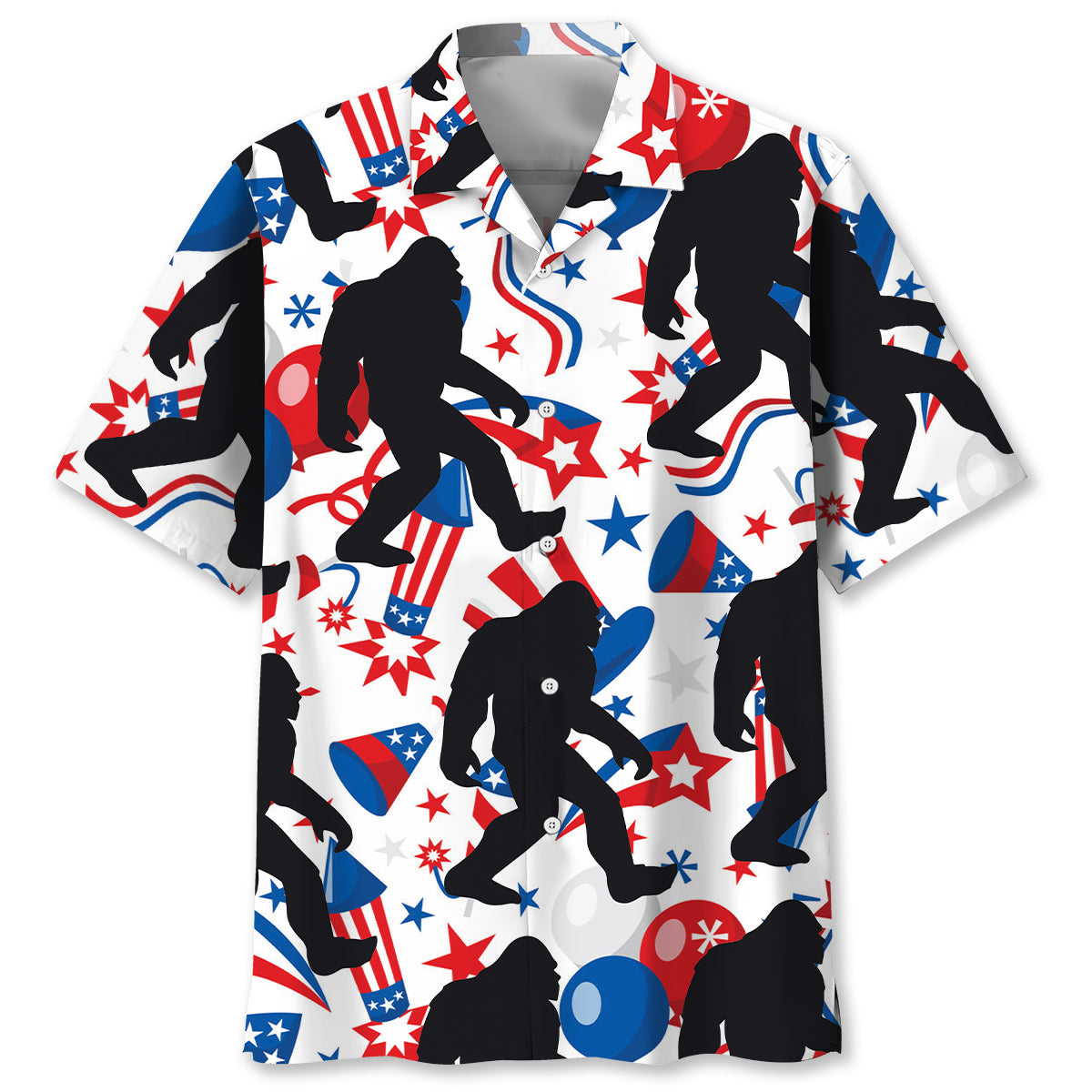 4th of July Celebration Bigfoot Hawaiian Shirt 4th of July Celebration Bigfoot Hawaiian Shirt