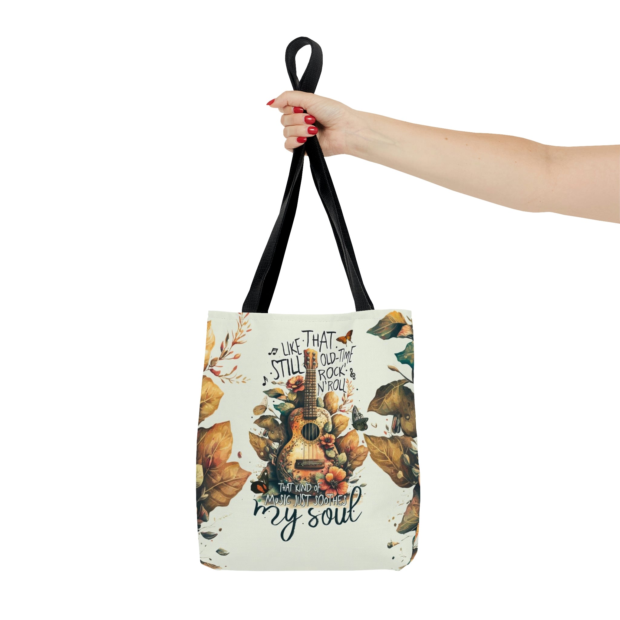 Music Just Soothes My Soul Tote Bag Back view of the music just soothes my soul tote bag, highlighting its sturdy straps and stylish design.