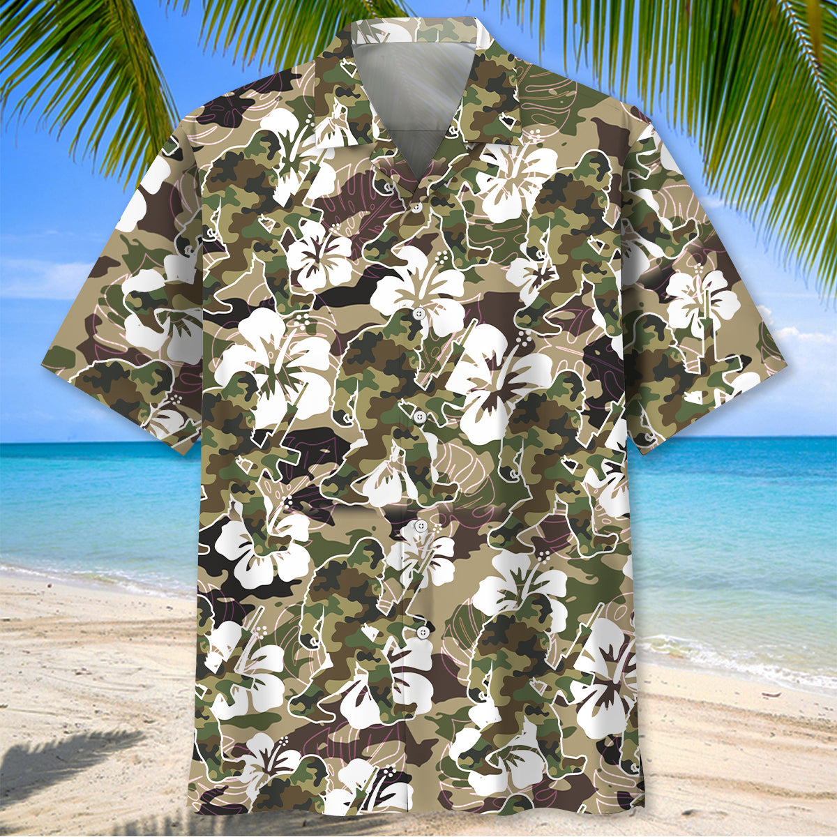 Bigfoot Hunter Camo Hawaiian Shirt Bigfoot Hunter Camo Hawaiian Shirt - Image 2